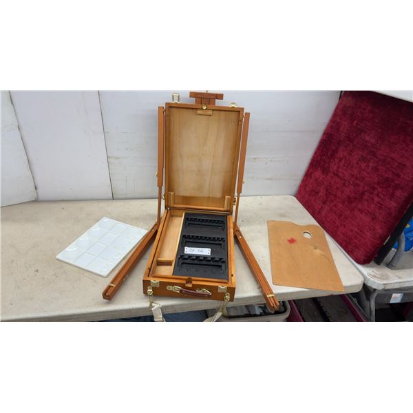 French Style Wooden Sketchbox Easel with Palettes and Storage Tray