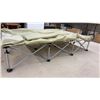 Image 2 : Double Folding Tent Cot with Tan Fabric and Metal X-Leg Frame