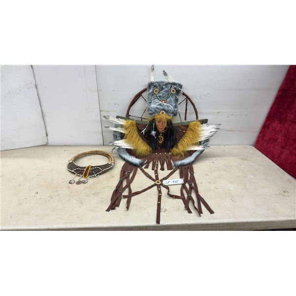 Native American Style Decorative Wall Hanging / Dream Catcher and African Beaded Collar Necklace