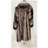 Image 2 : Full-Length Fur Coat with Contrasting Striped Pattern and Long-Haired Collar