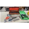 Image 1 : Metal Toolbox with Assorted Hand Tools, Kawasaki 18V Cordless Impact Driver, and More