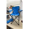 Image 4 : Halex Lawn Volleyball Set with Net, Poles, Ball, Pump, and Blue Folding Chair