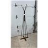 Image 1 : Mid-Century Modern Style Freestanding Coat Rack with Wood X-Base and Metal Hooks