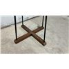 Image 2 : Mid-Century Modern Style Freestanding Coat Rack with Wood X-Base and Metal Hooks