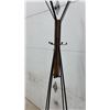 Image 3 : Mid-Century Modern Style Freestanding Coat Rack with Wood X-Base and Metal Hooks