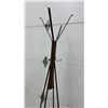 Image 4 : Mid-Century Modern Style Freestanding Coat Rack with Wood X-Base and Metal Hooks