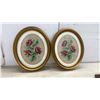 Image 2 : Pair of Cross-Stitch Red Poppy Needlework in Oval Gold Frames, 11 x 9" & Framed Pencil Sketch
