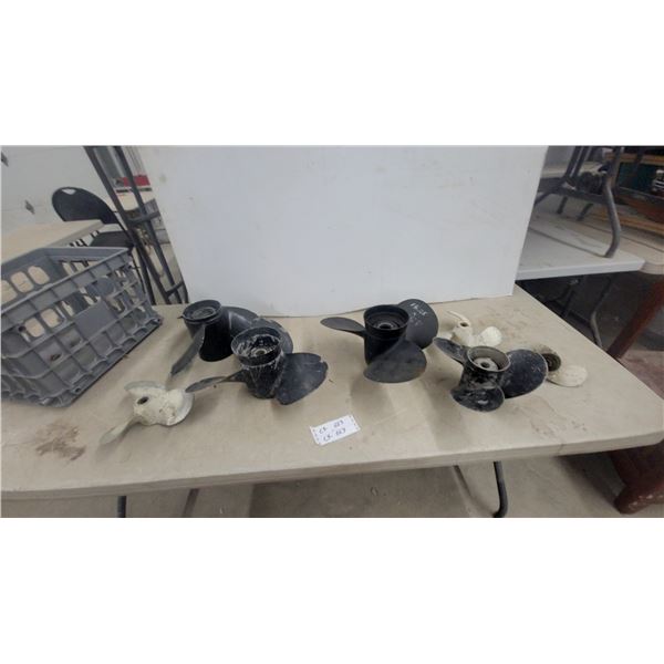 Aluminum Three-Blade Boat Propellers, Assorted Sizes, Lot of 7