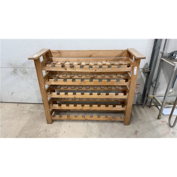 Wooden Wine Rack, Five-Tier with Horizontal Bottle Storage and Top Shelf 45 x 17-1/2 x 37