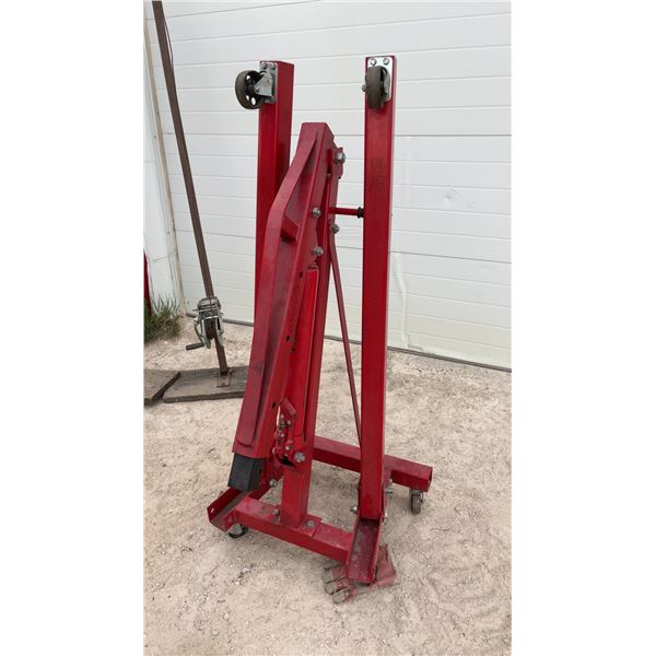 Big Red Hydraulic Engine Hoist, 2-Ton Capacity, Foldable Cherry Picker with Casters