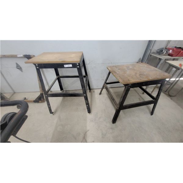 Metal Frame Workbench Table with Wooden Top and Adjustable Height Legs