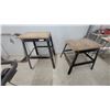 Image 1 : Metal Frame Workbench Table with Wooden Top and Adjustable Height Legs