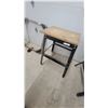 Image 2 : Metal Frame Workbench Table with Wooden Top and Adjustable Height Legs