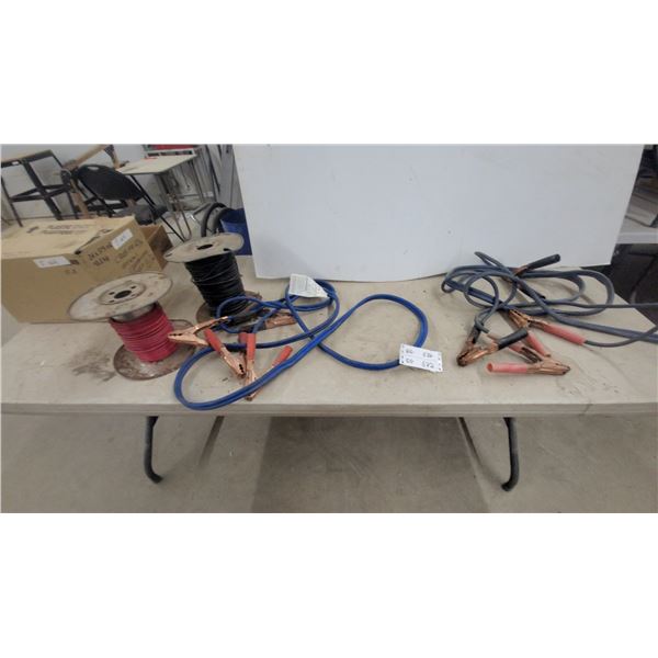 Jumper Cables with Copper Alligator Clips, Spools of Red and Black Wire, and More