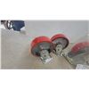Image 2 : Heavy-Duty Swivel Caster Wheels with Red Polyurethane Treads and Steel Mounting Plates, Set of 4