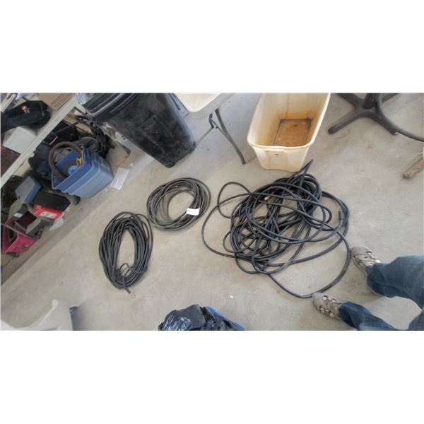 Black Rubber Air Hoses with Brass Quick-Connect Fittings, Lot of 3