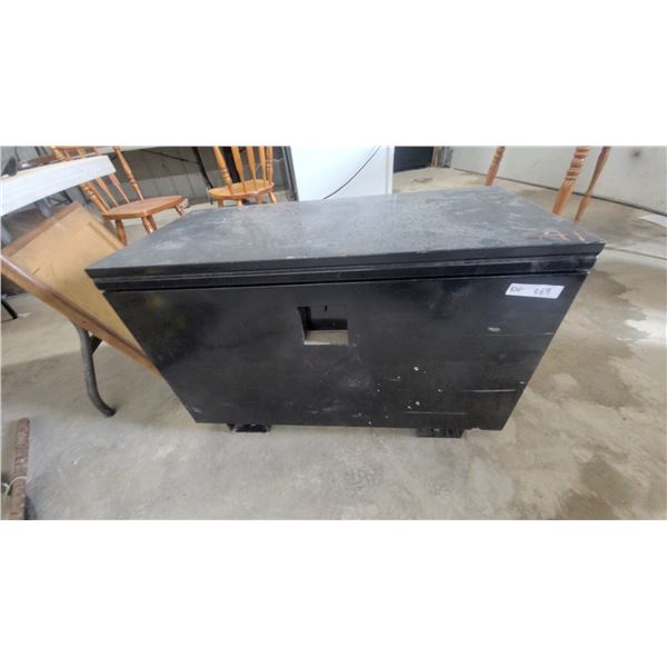 Black Metal Job Box Toolbox with Single Lid and Recessed Latch 23 x 36 x 17"