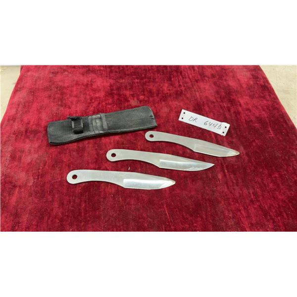 Set of Three Jack Ripper 440 Stainless Steel Throwing Knives with Nylon Sheath