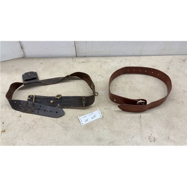 J.E. Lortie Co. Ltd. Montreal Military Police Leather Duty Belt and Vintage Duty Belt with Pouch