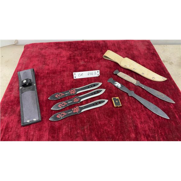 Perfect Point Throwing Knives Set of Three with Sheath & Set of Two with Sheath