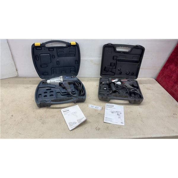 Mastercraft 1/2" Impact Wrench and Craftsman 1/2" Hammer Drill with Cases and Manuals