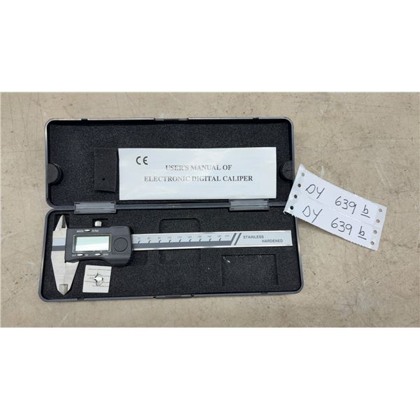 Electronic Digital Caliper, 6" Stainless Steel Hardened, mm/In/Fractional with Case