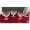Image 2 : Cut Glass Decanter with Stopper, Coupe Glasses, Stemware, Hobnail Style Vase, and More