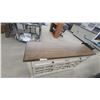 Image 2 : Off-White Console Cabinet with Dark Wood Top, Glass-Paned Doors, and Drawers 33 x 55 x 15"
