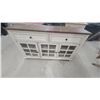 Image 1 : Off-White Display Cabinet with Glass-Paned Doors and Dark Wood Top Ikea 56 x 15 x 33"