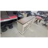Image 2 : Off-White Display Cabinet with Glass-Paned Doors and Dark Wood Top Ikea 56 x 15 x 33"