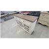 Image 5 : Off-White Display Cabinet with Glass-Paned Doors and Dark Wood Top Ikea 56 x 15 x 33"