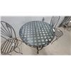 Image 2 : Black Metal Patio Bistro Set with Glass-Top Table and Two Fan-Back Chairs