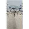 Image 3 : Black Metal Patio Bistro Set with Glass-Top Table and Two Fan-Back Chairs