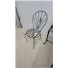 Image 5 : Black Metal Patio Bistro Set with Glass-Top Table and Two Fan-Back Chairs