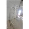 Image 2 : White Metal Garden Arbor with Arched Top and Lattice Side Panels