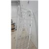 Image 4 : White Metal Garden Arbor with Arched Top and Lattice Side Panels