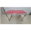 Image 1 : Vintage 1950s Red Laminate Dinette Table with Chrome Edge and Tubular Steel Legs 30 x 52 x 30"