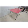 Image 2 : Vintage 1950s Red Laminate Dinette Table with Chrome Edge and Tubular Steel Legs 30 x 52 x 30"