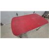 Image 3 : Vintage 1950s Red Laminate Dinette Table with Chrome Edge and Tubular Steel Legs 30 x 52 x 30"