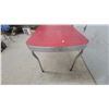 Image 4 : Vintage 1950s Red Laminate Dinette Table with Chrome Edge and Tubular Steel Legs 30 x 52 x 30"