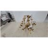 Image 1 : Gilded Metal Foliate Chandelier with Crystal Drops and Candle-Style Sockets