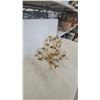 Image 3 : Gilded Metal Foliate Chandelier with Crystal Drops and Candle-Style Sockets