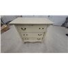 Image 1 : Cream-Painted Three-Drawer Wooden Chest with Ring-Pull and Knob Hardware 33 x 32"17.6"