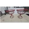 Image 1 : Pair of Red Metal Wire Pedestal Planters 17.6" Hgt..17.6" Diameter
