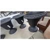 Image 2 : Set of Six Black Fluted Pedestal Planters with Ribbed Rim 18" Hgt. 16" Diameter