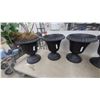Image 3 : Set of Six Black Fluted Pedestal Planters with Ribbed Rim 18" Hgt. 16" Diameter