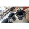 Image 5 : Set of Six Black Fluted Pedestal Planters with Ribbed Rim 18" Hgt. 16" Diameter