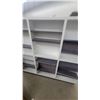 Image 3 : White and Gray Wood Grain Multi-Section Bookcase with Adjustable Shelves 62 x 72 x 7.6"