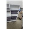 Image 4 : White and Gray Wood Grain Multi-Section Bookcase with Adjustable Shelves 62 x 72 x 7.6"