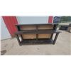 Image 1 : Dark Brown Multi-Tiered Wooden Display Counter with Raised Top Shelf and Lower Shelf 51 x 97 x 24"